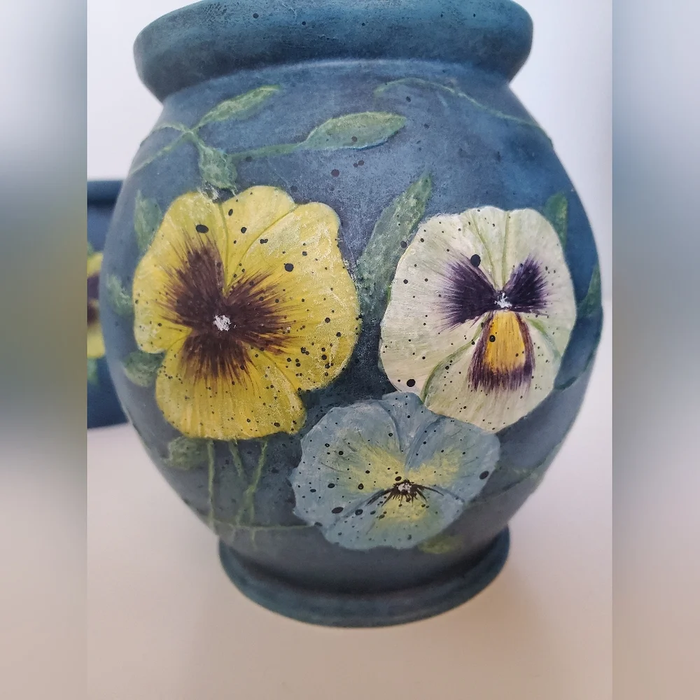 Bob's Pottery Hand Painted Pansy Pots Susan Winglet